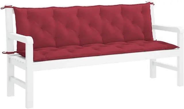 Main image of vidaXL Indoor/Outdoor Bench Cushions 2 pcs, Patio Loveseat Cushions, Porch Swing Seat Cushions, Non-slip, Water-Repellent, Breathable, Resilient, Wine Red 70.9"x19.7"x2.8" Oxford Fabric