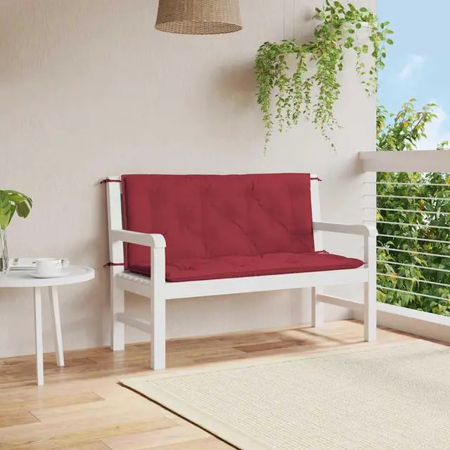 Main image of vidaXL Indoor/Outdoor Bench Cushions 2 pcs, Patio Loveseat Cushions, Porch Swing Seat Cushions, Non-slip, Water-Repellent, Breathable, Resilient, Wine Red 47.2"x19.7"x2.8" Oxford Fabric