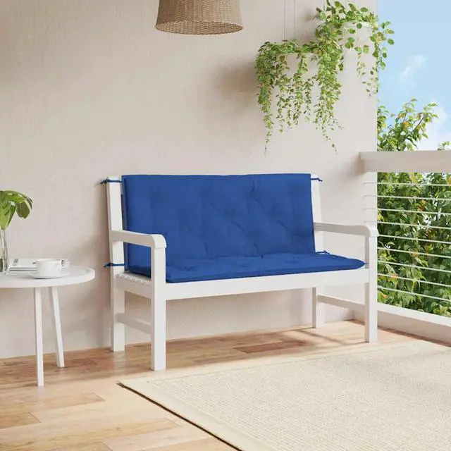 Main image of vidaXL Indoor/Outdoor Bench Cushions 2 pcs, Patio Loveseat Cushions, Porch Swing Seat Cushions, Non-slip, Water-Repellent, Breathable, Resilient, Blue 47.2"x19.7"x2.8" Oxford Fabric