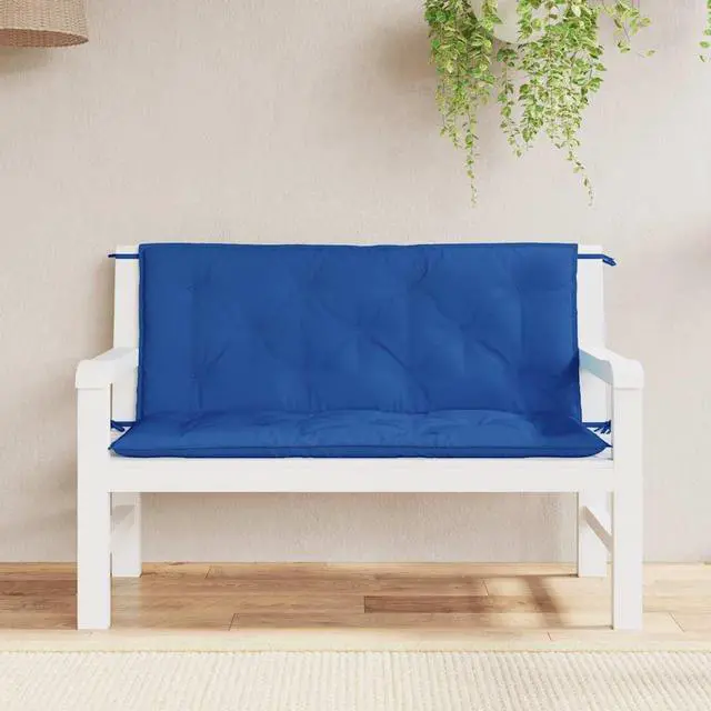 Alt view image 3 of 7 - vidaXL Indoor/Outdoor Bench Cushions 2 pcs, Patio Loveseat Cushions, Porch Swing Seat Cushions, Non-slip, Water-Repellent, Breathable, Resilient, Blue 47.2"x19.7"x2.8" Oxford Fabric