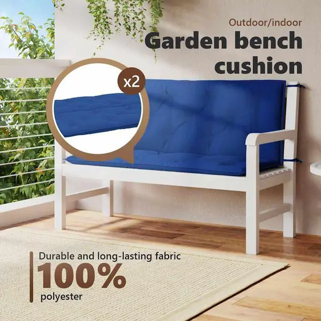 Alt view image 5 of 7 - vidaXL Indoor/Outdoor Bench Cushions 2 pcs, Patio Loveseat Cushions, Porch Swing Seat Cushions, Non-slip, Water-Repellent, Breathable, Resilient, Blue 47.2"x19.7"x2.8" Oxford Fabric