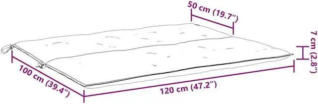 Alt view image 4 of 7 - vidaXL Indoor/Outdoor Bench Cushions 2 pcs, Patio Loveseat Cushions, Porch Swing Seat Cushions, Non-slip, Water-Repellent, Breathable, Resilient, Blue 47.2"x19.7"x2.8" Oxford Fabric