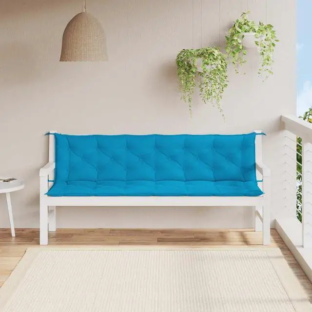 Alt view image 3 of 7 - vidaXL Indoor/Outdoor Bench Cushions 2 pcs, Patio Loveseat Cushions, Porch Swing Seat Cushions, Non-slip, Water-Repellent, Breathable, Resilient, Light Blue 78.7"x19.7"x2.8" Oxford Fabric