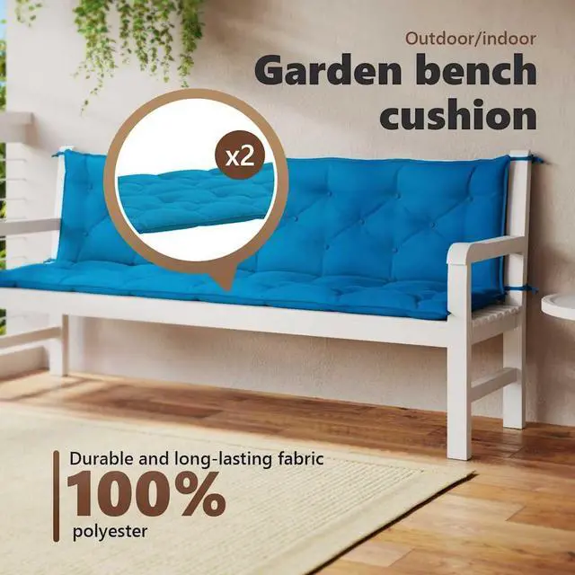 Alt view image 5 of 7 - vidaXL Indoor/Outdoor Bench Cushions 2 pcs, Patio Loveseat Cushions, Porch Swing Seat Cushions, Non-slip, Water-Repellent, Breathable, Resilient, Light Blue 78.7"x19.7"x2.8" Oxford Fabric