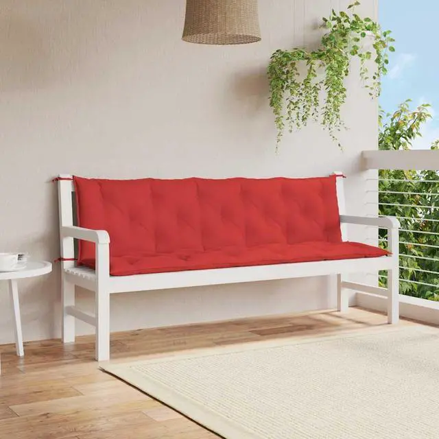 Main image of vidaXL Indoor/Outdoor Bench Cushions 2 pcs, Patio Loveseat Cushions, Porch Swing Seat Cushions, Non-slip, Water-Repellent, Breathable, Resilient, Red 70.9"x19.7"x2.8" Oxford Fabric