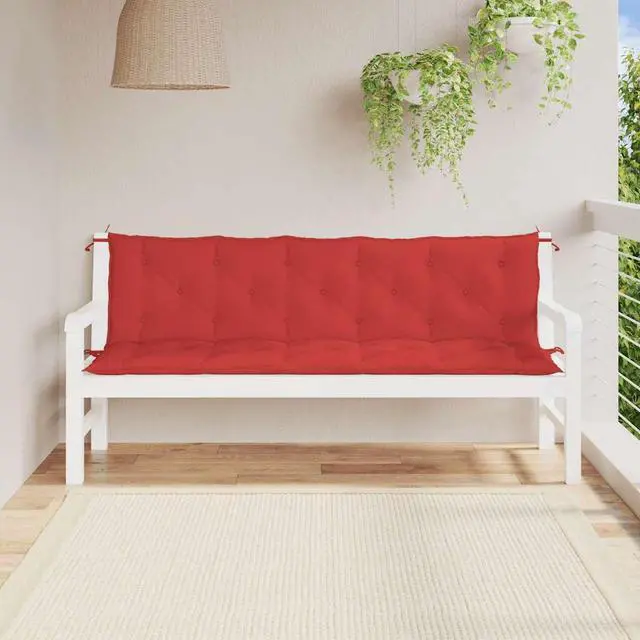 Alt view image 3 of 7 - vidaXL Indoor/Outdoor Bench Cushions 2 pcs, Patio Loveseat Cushions, Porch Swing Seat Cushions, Non-slip, Water-Repellent, Breathable, Resilient, Red 70.9"x19.7"x2.8" Oxford Fabric