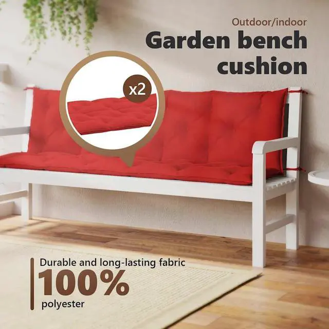 Alt view image 5 of 7 - vidaXL Indoor/Outdoor Bench Cushions 2 pcs, Patio Loveseat Cushions, Porch Swing Seat Cushions, Non-slip, Water-Repellent, Breathable, Resilient, Red 70.9"x19.7"x2.8" Oxford Fabric