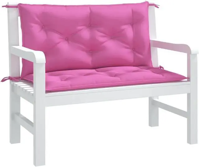Alt view image 3 of 7 - vidaXL Indoor/Outdoor Bench Cushions 2 pcs, Patio Loveseat Cushions, Porch Swing Seat Cushions, Non-slip, Water-Repellent, Breathable, Resilient, Pink 39.4"x19.7"x2.8" Oxford Fabric