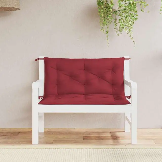 Alt view image 3 of 7 - vidaXL Indoor/Outdoor Bench Cushions 2 pcs, Patio Loveseat Cushions, Porch Swing Seat Cushions, Non-slip, Water-Repellent, Breathable, Resilient, Wine Red 39.4"x19.7"x2.8" Oxford Fabric