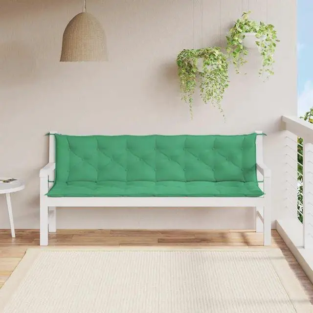 Alt view image 3 of 7 - vidaXL Indoor/Outdoor Bench Cushions 2 pcs, Patio Loveseat Cushions, Porch Swing Seat Cushions, Non-slip, Water-Repellent, Breathable, Resilient, Green 78.7"x19.7"x2.8" Oxford Fabric