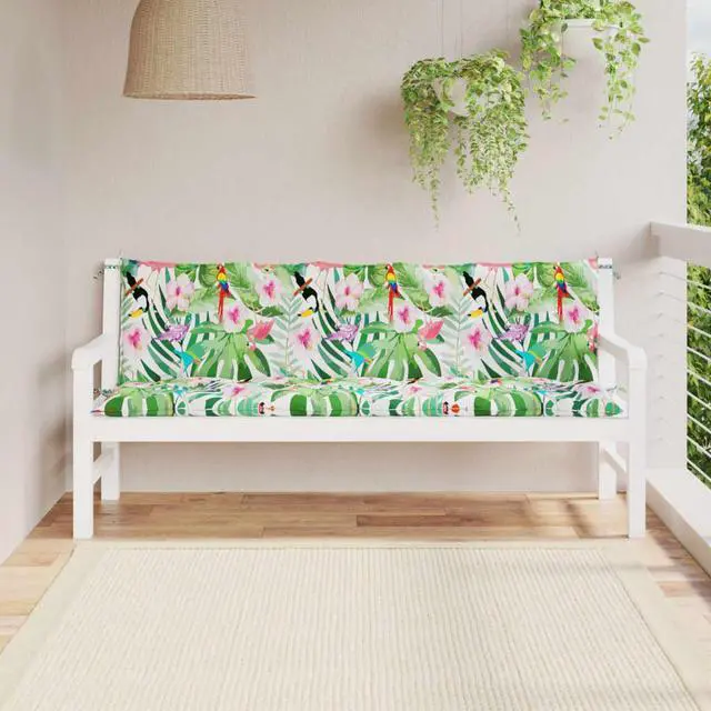 Main image of vidaXL Indoor/Outdoor Bench Cushions 2 pcs, Patio Loveseat Cushions, Porch Swing Seat Cushions, Non-slip, Water-Repellent, Breathable, Resilient, Multicolour 70.9"x19.7"x2.8" Oxford Fabric