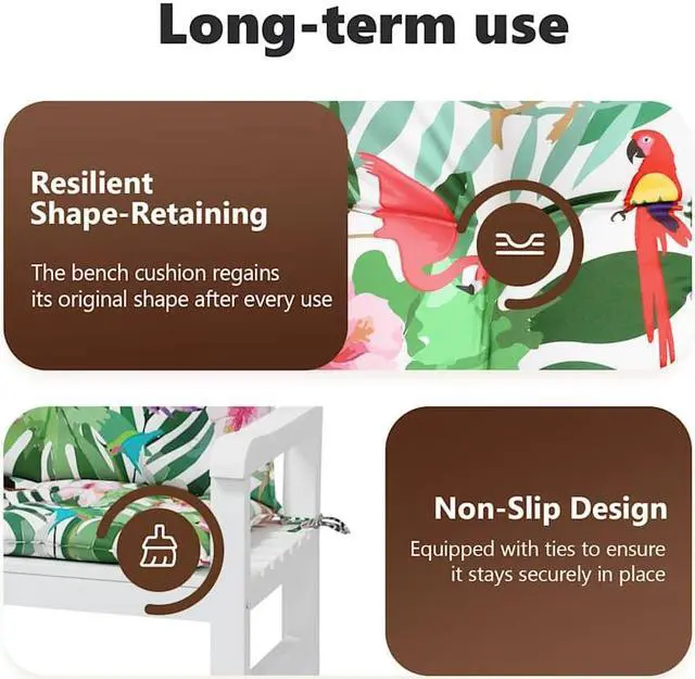 Alt view image 5 of 7 - vidaXL Indoor/Outdoor Bench Cushions 2 pcs, Patio Loveseat Cushions, Porch Swing Seat Cushions, Non-slip, Water-Repellent, Breathable, Resilient, Multicolour 70.9"x19.7"x2.8" Oxford Fabric