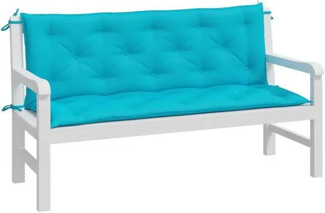 Alt view image 3 of 7 - vidaXL Indoor/Outdoor Bench Cushions 2 pcs, Patio Loveseat Cushions, Porch Swing Seat Cushions, Non-slip, Water-Repellent, Breathable, Resilient, Turquoise 59.1"x19.7"x2.8" Oxford Fabric