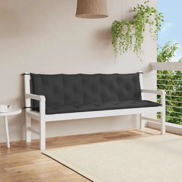 Main image of vidaXL Indoor/Outdoor Bench Cushions 2 pcs, Patio Loveseat Cushions, Porch Swing Seat Cushions, Non-slip, Water-Repellent, Breathable, Resilient, Black 70.9"x19.7"x2.8" Oxford Fabric