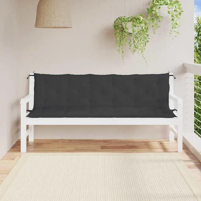 Alt view image 3 of 7 - vidaXL Indoor/Outdoor Bench Cushions 2 pcs, Patio Loveseat Cushions, Porch Swing Seat Cushions, Non-slip, Water-Repellent, Breathable, Resilient, Black 70.9"x19.7"x2.8" Oxford Fabric