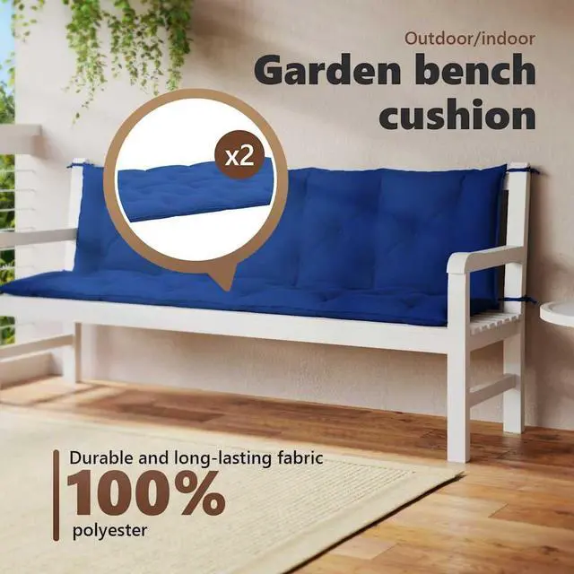 Alt view image 5 of 7 - vidaXL Indoor/Outdoor Bench Cushions 2 pcs, Patio Loveseat Cushions, Porch Swing Seat Cushions, Non-slip, Water-Repellent, Breathable, Resilient, Blue 70.9"x19.7"x2.8" Oxford Fabric