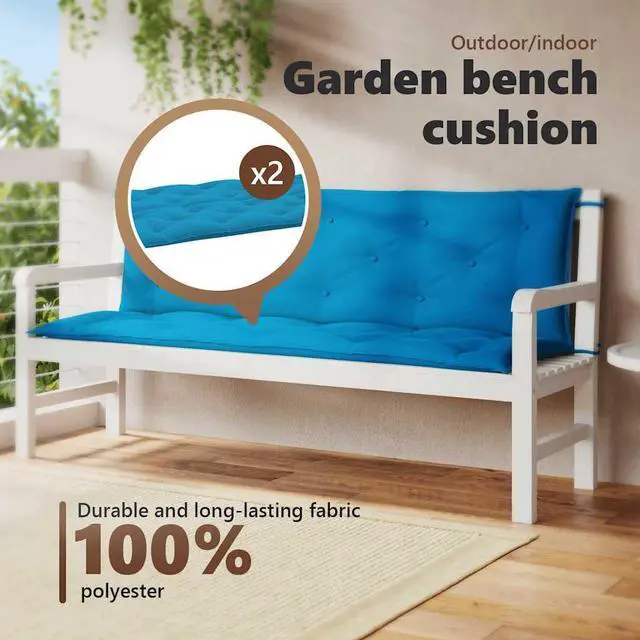 Alt view image 5 of 7 - vidaXL Indoor/Outdoor Bench Cushions 2 pcs, Patio Loveseat Cushions, Porch Swing Seat Cushions, Non-slip, Water-Repellent, Breathable, Resilient, Light Blue 59.1"x19.7"x2.8" Oxford Fabric