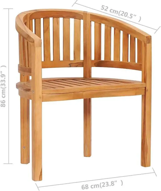 Alt view image 4 of 7 - vidaXL Banana Chair, Outdoor Wooden Seats for Garden Patio Deck Dining, Weather-Resistant Solid Teak Wood, Customizable Finish, Easy Assembly & Maintenance
