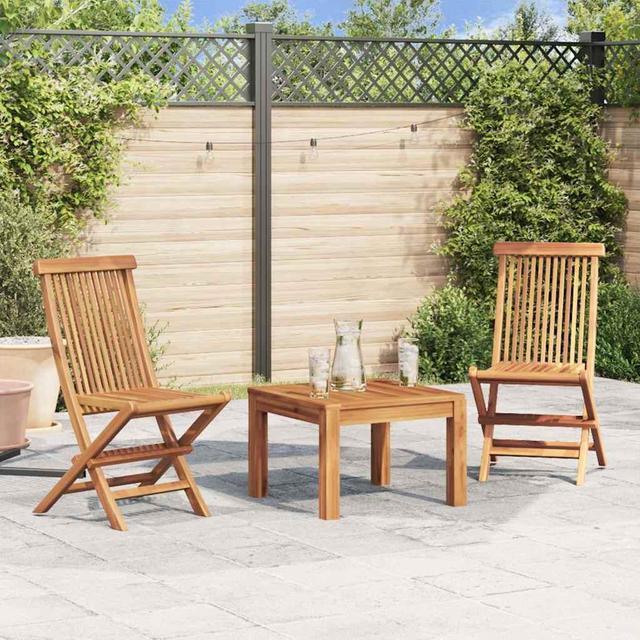 Main image of vidaXL Folding Patio Chairs Set of 2 without armrest, Outdoor Wooden Seats for Garden Dining Camping Beach Deck, Stable Structure Easy to Store, Solid Teak Wood
