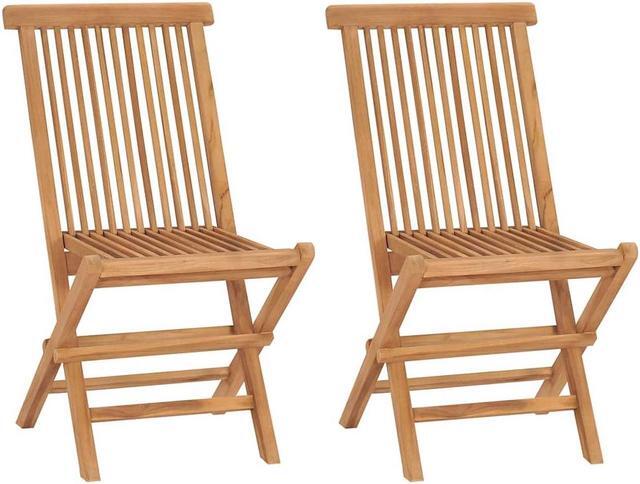 Alt view image 2 of 7 - vidaXL Folding Patio Chairs Set of 2 without armrest, Outdoor Wooden Seats for Garden Dining Camping Beach Deck, Stable Structure Easy to Store, Solid Teak Wood