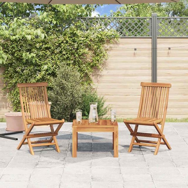 Alt view image 3 of 7 - vidaXL Folding Patio Chairs Set of 2 without armrest, Outdoor Wooden Seats for Garden Dining Camping Beach Deck, Stable Structure Easy to Store, Solid Teak Wood