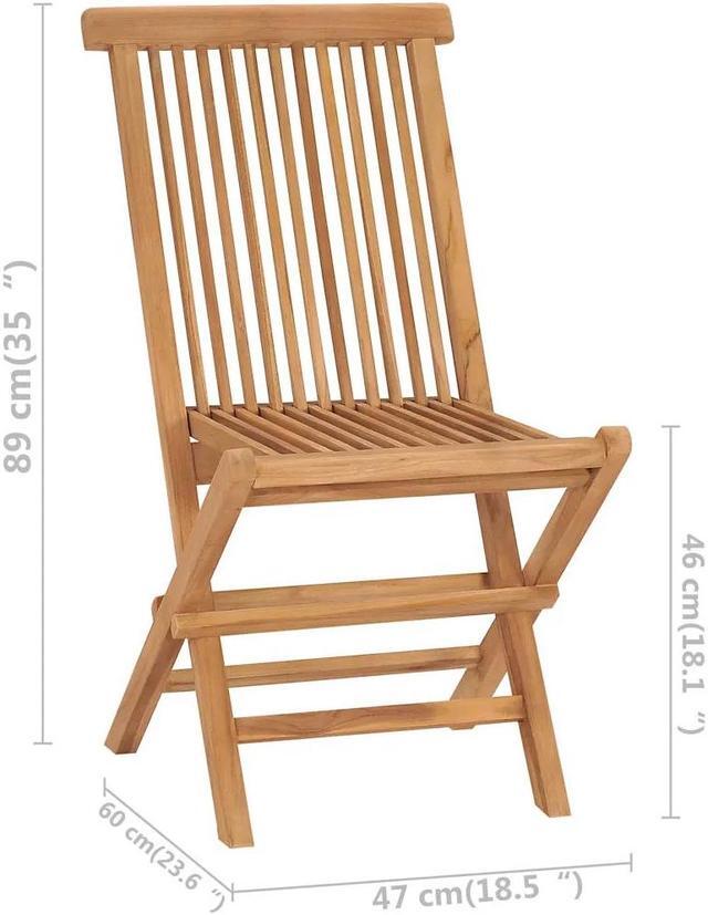 Alt view image 4 of 7 - vidaXL Folding Patio Chairs Set of 2 without armrest, Outdoor Wooden Seats for Garden Dining Camping Beach Deck, Stable Structure Easy to Store, Solid Teak Wood