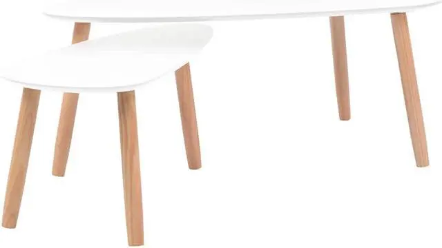 Alt view image 2 of 7 - vidaXL Nesting Coffee Table 2 pcs, Side Tables with Solid Pine Wood Legs, Scandinavian Style End Table for Living Room, White
