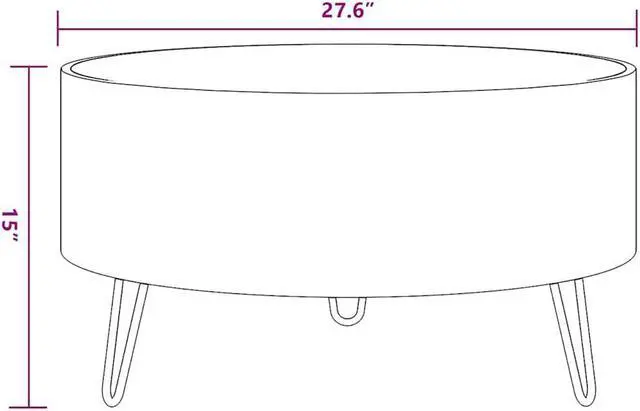 Alt view image 5 of 7 - vidaXL Coffee Table with Iron Legs, Round Center Table for Living Room, Fully Handmade, 27.6''x15.0'', Solid Reclaimed Wood, Beige