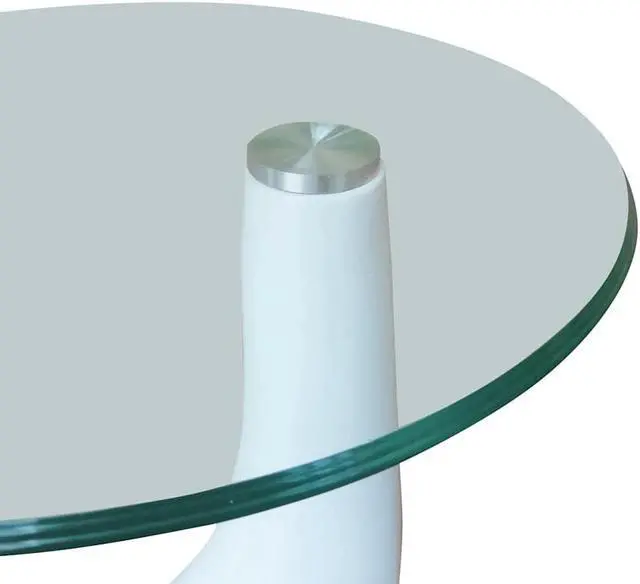 Alt view image 5 of 5 - vidaXL Coffee Table 2pcs with Water-Drop Shaped Base, Side Table with Round Tempered Glass Top, Stylish and Chic, High Gloss White