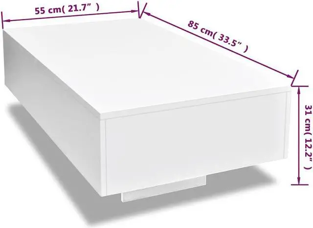 Alt view image 6 of 6 - vidaXL Modern Coffee Table, Rectangular Table for Living Room, Sleek High Gloss Finish, 33.5''x21.7''x12.2'', Black