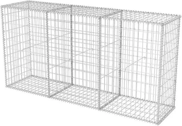 Alt view image 2 of 7 - vidaXL Gabion Basket, Galvanized-Steel Gabion Wall/ Cage, 78.7''x19.7x39.4''
