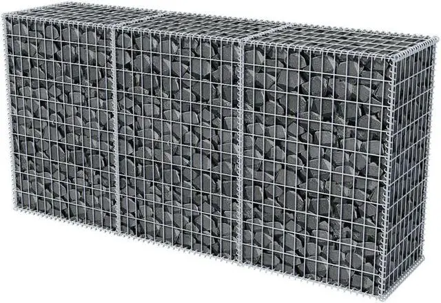 Alt view image 3 of 7 - vidaXL Gabion Basket, Galvanized-Steel Gabion Wall/ Cage, 78.7''x19.7x39.4''