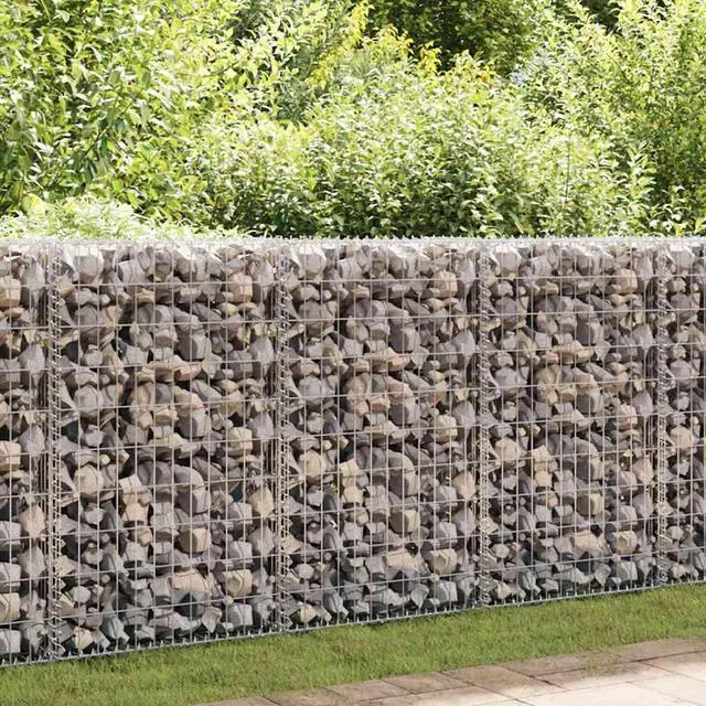 Main image of vidaXL Gabion Basket with Lids, Galvanized Steel Gabion Wall, 354.3"x11.8"x39.4"