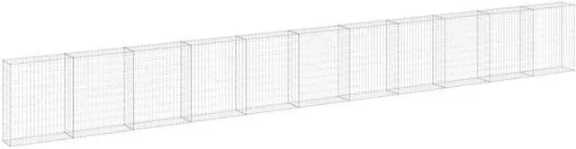 Alt view image 2 of 7 - vidaXL Gabion Basket with Lids, Galvanized Steel Gabion Wall, 354.3"x11.8"x39.4"