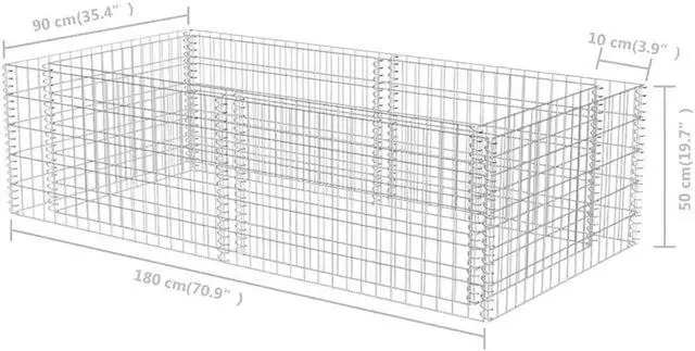 Alt view image 4 of 7 - vidaXL Gabion Basket for Garden, Galvanized Steel Gabion Planter, Rectangular Gabion Raised Bed, High Load Capacity, 70,9"x35,4"x19,7"