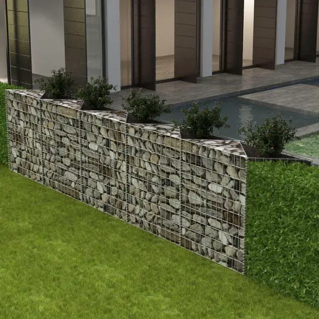 Main image of vidaXL Gabion Basket, Gabion Planter, 129.9x11.8x39.4 Inches, Galvanized Steel