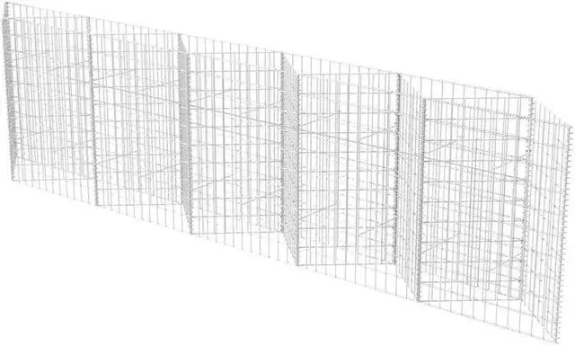 Alt view image 2 of 7 - vidaXL Gabion Basket, Gabion Planter, 129.9x11.8x39.4 Inches, Galvanized Steel