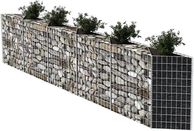 Alt view image 3 of 7 - vidaXL Gabion Basket, Gabion Planter, 129.9x11.8x39.4 Inches, Galvanized Steel