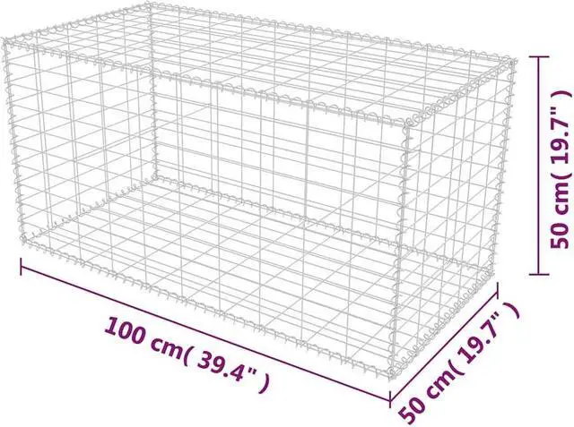 Alt view image 7 of 7 - vidaXL Gabion Basket for Garden, Galvanized Steel Gabion Wall, Rectangular Gabion Cage, High Load Capacity, 39,4''x19,7x19,7''
