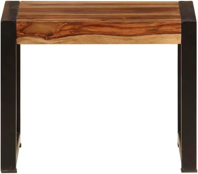 Alt view image 7 of 7 - vidaXL Nesting Tables Set of 3, Side Tables with Black Power-Coated Steel Frames, Polished and Partly Painted End Tables for Living Room, Bedroom, Solid Acacia Wood