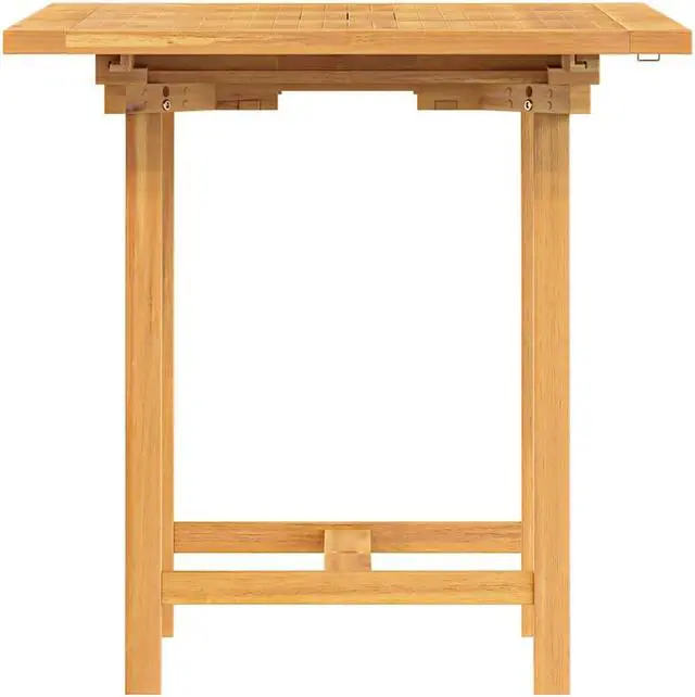 Alt view image 6 of 7 - vidaXL Patio Table, Extendable Garden Table with Parasol Hole, Weather-Resistant and Easy Maintenance, Solid Teak Wood, 43.3''-63''x31.5''x29.5''