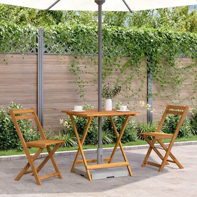 Main image of vidaXL Folding Patio Table, Round Side Table, Weather-Resistant Outdoor Furniture, Farmhouse Style, Solid Acacia Wood with Natural Oil Finish,  27.6" x 27.6" x 29.5"