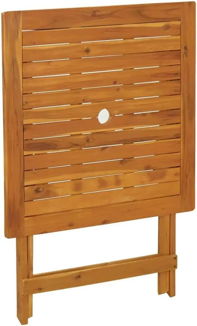 Alt view image 6 of 7 - vidaXL Folding Patio Table, Round Side Table, Weather-Resistant Outdoor Furniture, Farmhouse Style, Solid Acacia Wood with Natural Oil Finish,  27.6" x 27.6" x 29.5"