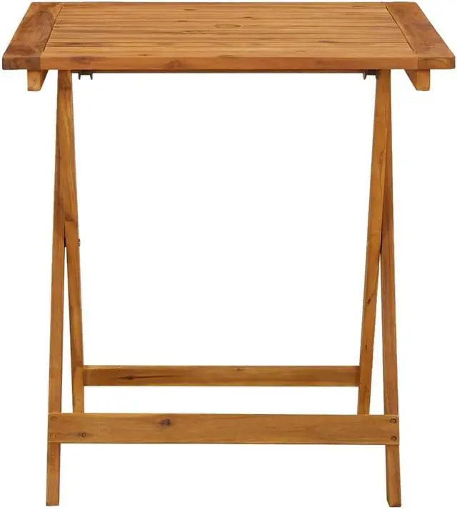 Alt view image 3 of 7 - vidaXL Folding Patio Table, Round Side Table, Weather-Resistant Outdoor Furniture, Farmhouse Style, Solid Acacia Wood with Natural Oil Finish,  27.6" x 27.6" x 29.5"
