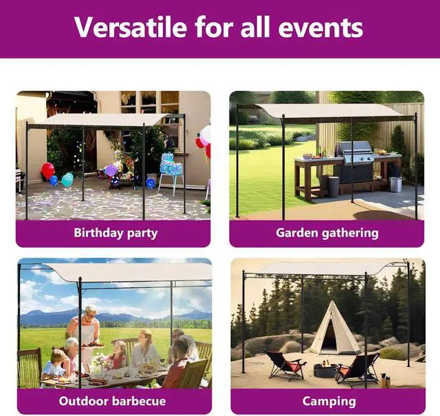 Alt view image 5 of 7 - vidaXL Gazebo 9.8'x7.9', Sun Protector Canopy with Curved Roof, UV Resistant, Durable Steel and Fabric Construction for Outdoor Shelter, Easy Assembly, Cream White