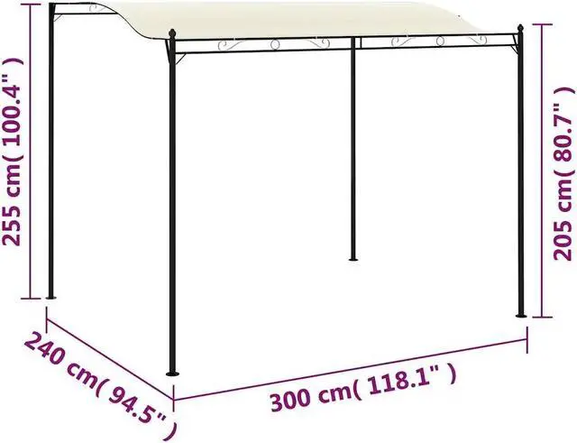 Alt view image 4 of 7 - vidaXL Gazebo 9.8'x7.9', Sun Protector Canopy with Curved Roof, UV Resistant, Durable Steel and Fabric Construction for Outdoor Shelter, Easy Assembly, Cream White