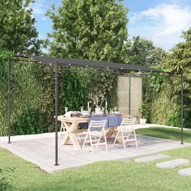 Main image of vidaXL Gazebo 13.1'x9.8', Sun Protector Canopy with Curved Roof, Water Resistant, UV Resistant, Durable Steel and Fabric Construction for Outdoor Shelter, Easy Assembly, Anthracite