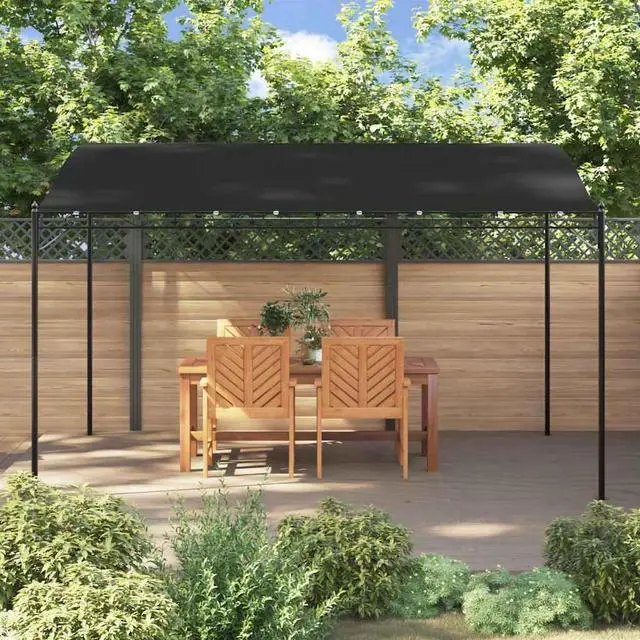Alt view image 3 of 7 - vidaXL Gazebo 13.1'x9.8', Sun Protector Canopy with Curved Roof, Water Resistant, UV Resistant, Durable Steel and Fabric Construction for Outdoor Shelter, Easy Assembly, Anthracite