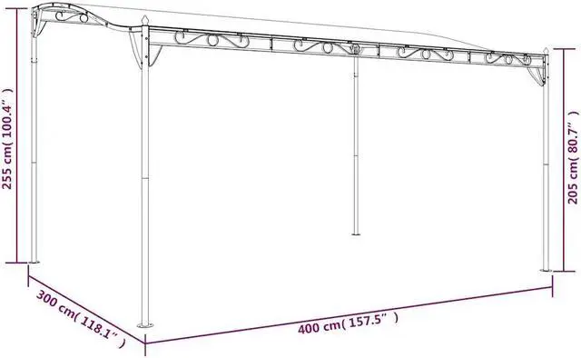 Alt view image 4 of 7 - vidaXL Gazebo 13.1'x9.8', Sun Protector Canopy with Curved Roof, Water Resistant, UV Resistant, Durable Steel and Fabric Construction for Outdoor Shelter, Easy Assembly, Anthracite
