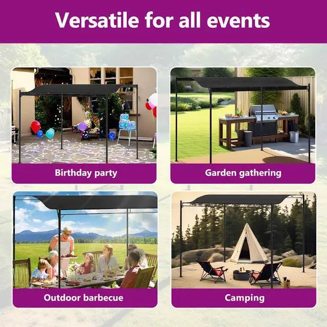 Alt view image 5 of 7 - vidaXL Gazebo 13.1'x9.8', Sun Protector Canopy with Curved Roof, Water Resistant, UV Resistant, Durable Steel and Fabric Construction for Outdoor Shelter, Easy Assembly, Anthracite